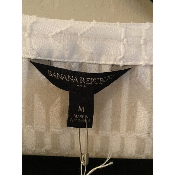 Banana Republic Long-Sleeve White Sheer Top. Sz.M - Picture 4 of 5